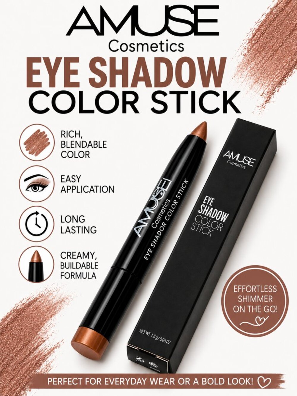 Amuse Cosmetics Eye Shadow Color Stick FK9652MIX-2 NIB